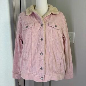 Old Navy Pink Teddy Jacket with Cream Sherpa Collar